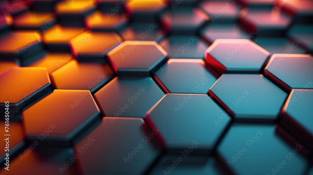 Vibrant hexagons interlocking in a seamless pattern, evoking the idea of interconnected systems and networks Vibrant hexagons interlocking in a seamless pattern, evoking the idea of interconnected systems and networks