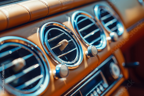 Vintage car interior with elegant dashboard