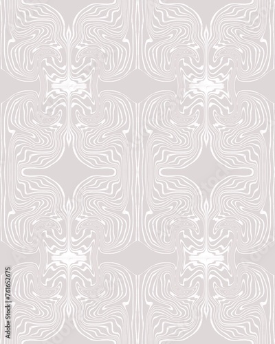 Seamless geometric decorative pattern in Art Deco style with streaks and symmetry on a gray background. Suitable for interior, wallpaper, fabrics, clothing, stationery.