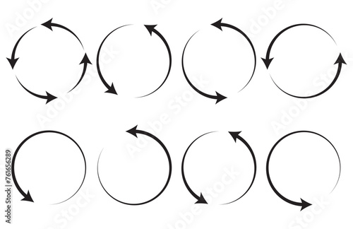 circle arrow icon set , loop icon. circular arrow icon, refresh, reload. Set of circle arrows rotating on white background. Vector illustration in eps 10.