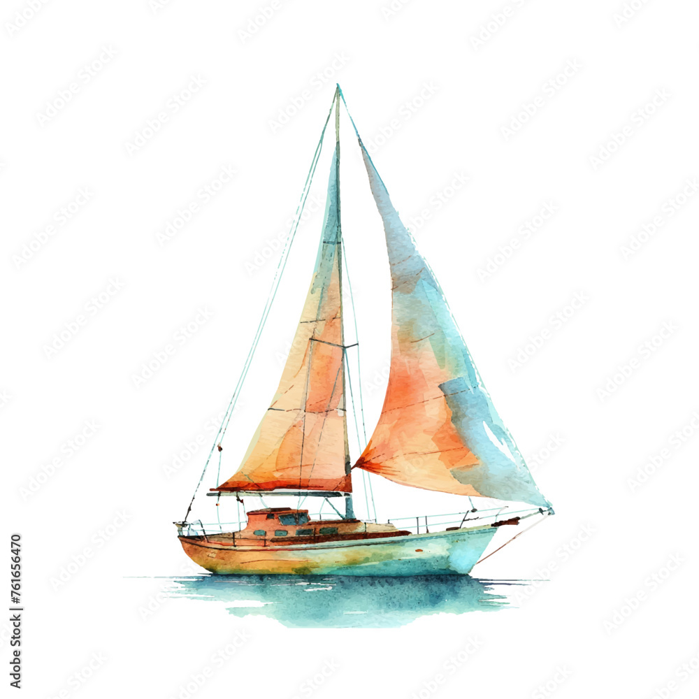 sailboat vector illustration in watercolour style