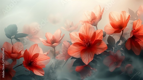 Red flowers in the fog © Aleksei