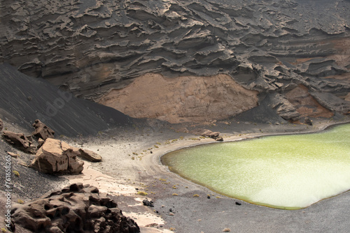 Lanzarote island famous attraction - El Golfo green lake - Canaries - Spain photo