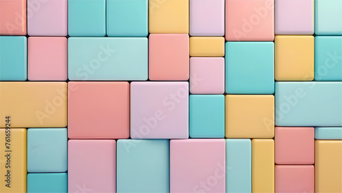 Abstract bright geometric pastel colors colored with squares and rectangles background