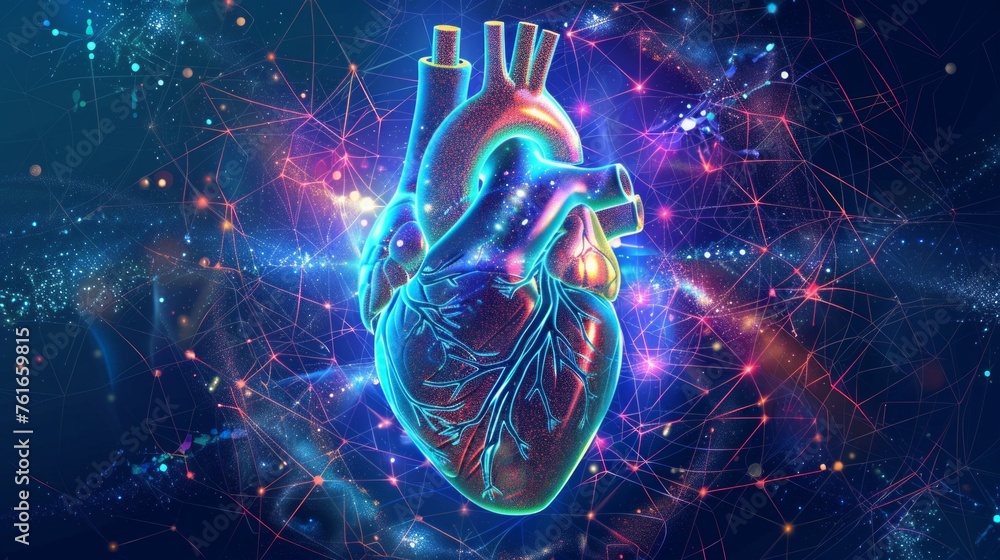 Cosmic Human Heart and Sacred Geometry Connection - obrazy, fototapety, plakaty 