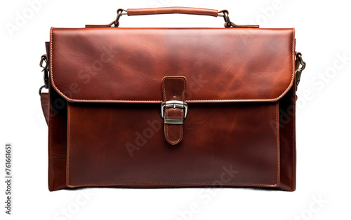 Classic Leather Briefcase on a Transparent Background