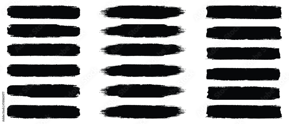 Black set paint, ink brush, brush strokes, brushes, lines, frames, box, grungy. Grungy brushes collection. Brush stroke paint boxes on white background - stock vector. - obrazy, fototapety, plakaty 
