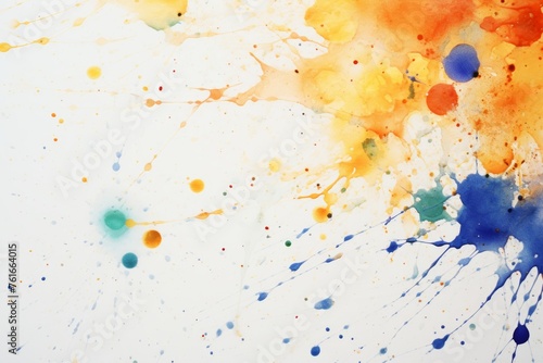 Colorful paint splatters on white wall - artistic abstract background for creative designs
