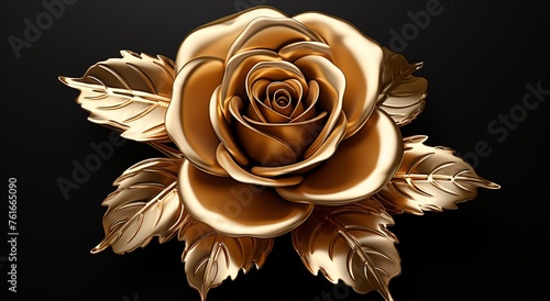 a gold rose with leaves