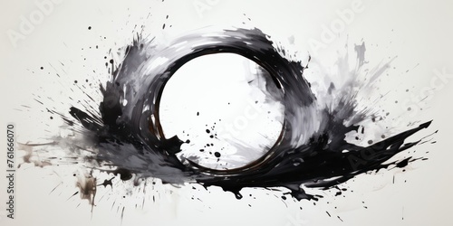 Monochrome Abstract Circle Painting Generative AI