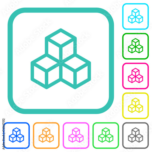 Blockchain outline vivid colored flat icons
