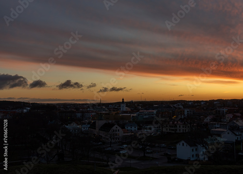 Sunrise over city with beautiful sky