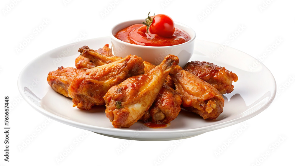 White plate of chicken wings. isolated on transparent background. White plate of chicken wings. isolated on transparent background.
