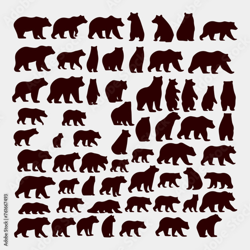 flat design bear silhouette collection