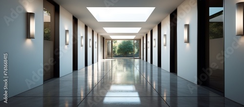 Modern house corridor with multiple doors