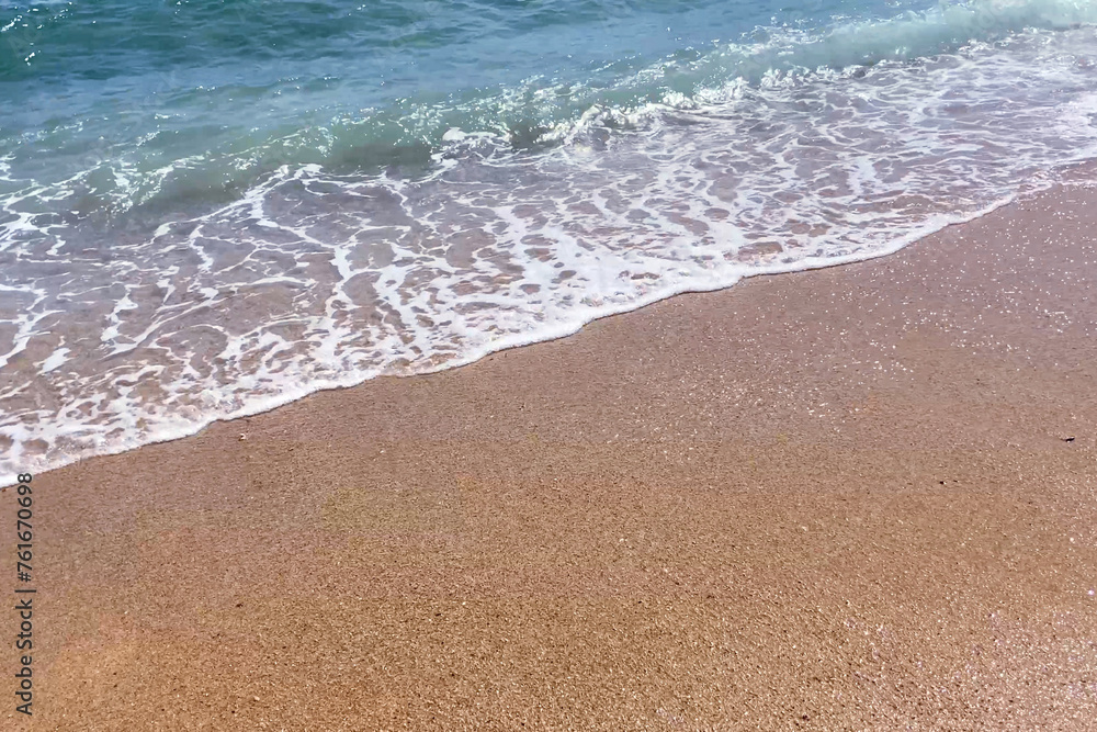 Summer seascape beautiful waves, blue sea water in sunny day. Top view. Amazing tropical nature background. Beautiful bright sea with waves splashing and beach sand concept. Top view Summer seascape beautiful waves, blue sea water in sunny day. Top view. Amazing tropical nature background. Beautiful bright sea with waves splashing and beach sand concept. Top view