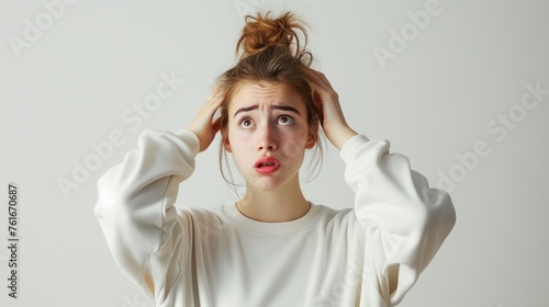 Shocked Young Woman with Tousled Hair