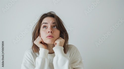 Shocked Young Woman with Tousled Hair