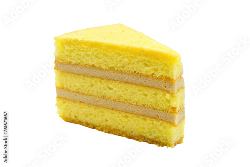 Yellow cake of slice. isolated on transparent background.