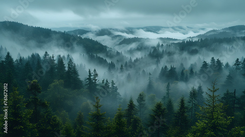 Foggy morning in the Carpathian Mountains, Ukraine © Andsx