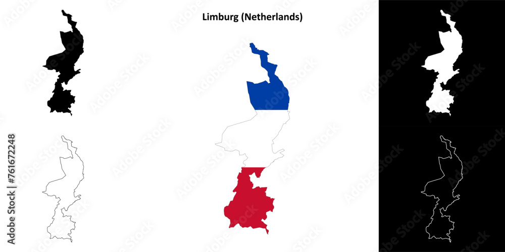 Naklejka premium Limburg outline map set