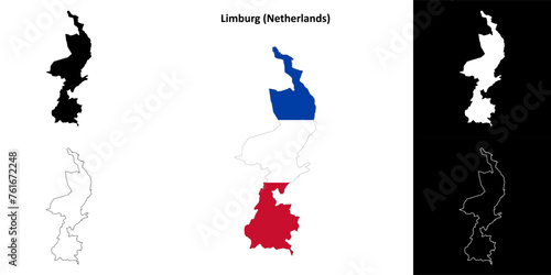 Limburg outline map set