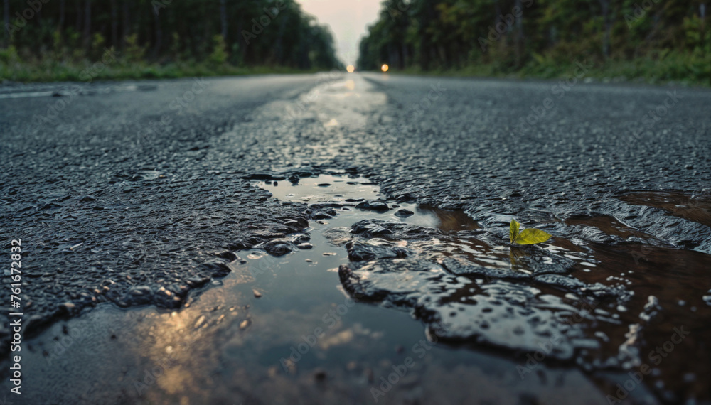 Country road after rain. Generative AI Country road after rain. Generative AI