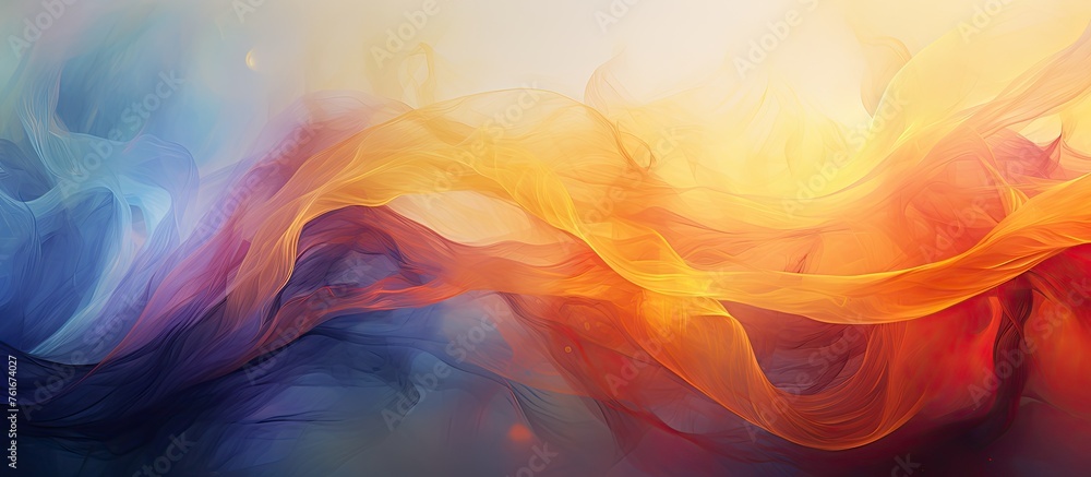 A closeup shot capturing the vibrant hues of smoke billowing out of a fire, resembling a beautiful painting in the sky, showcasing a geological phenomenon and creating a mesmerizing landscape