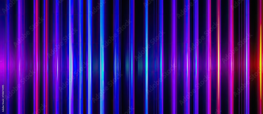 A vibrant display of colorful neon lines on a dark backdrop, featuring shades of blue, purple, azure, violet, magenta, and electric blue. The pattern of parallel lines creates a striking piece of art A vibrant display of colorful neon lines on a dark backdrop, featuring shades of blue, purple, azure, violet, magenta, and electric blue. The pattern of parallel lines creates a striking piece of art