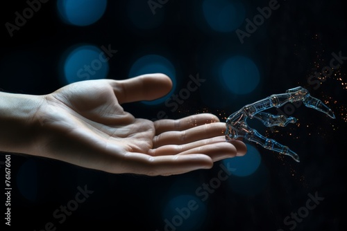 Ai and machine learning technology, human-robot interaction on big data network background