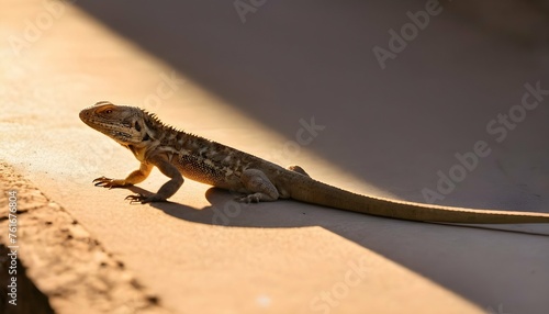 A Lizard Basking In The Warm Glow Of Sunlight