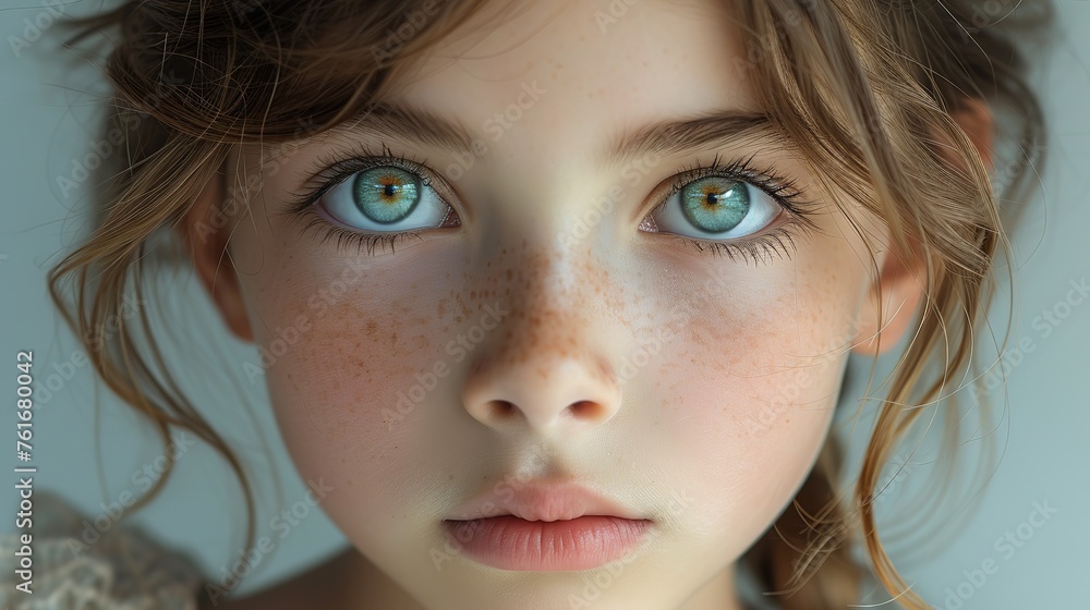 Close-up portrait of a beautiful red-haired girl with freckles Close-up portrait of a beautiful red-haired girl with freckles