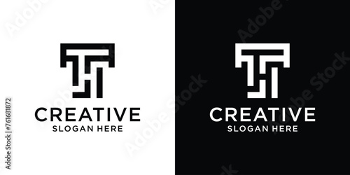 Modern letter TH logo monogram vector design inspiration