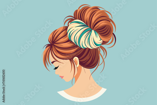 mom messy bun hair style vector .eps