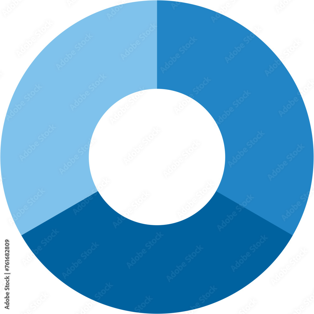 Blue gradient separate doughnut graph pie chart icon with 3 colourful parts. Morden flat design vector illustration diagram infographic for web logo button app ui ux isolated on white background Blue gradient separate doughnut graph pie chart icon with 3 colourful parts. Morden flat design vector illustration diagram infographic for web logo button app ui ux isolated on white background