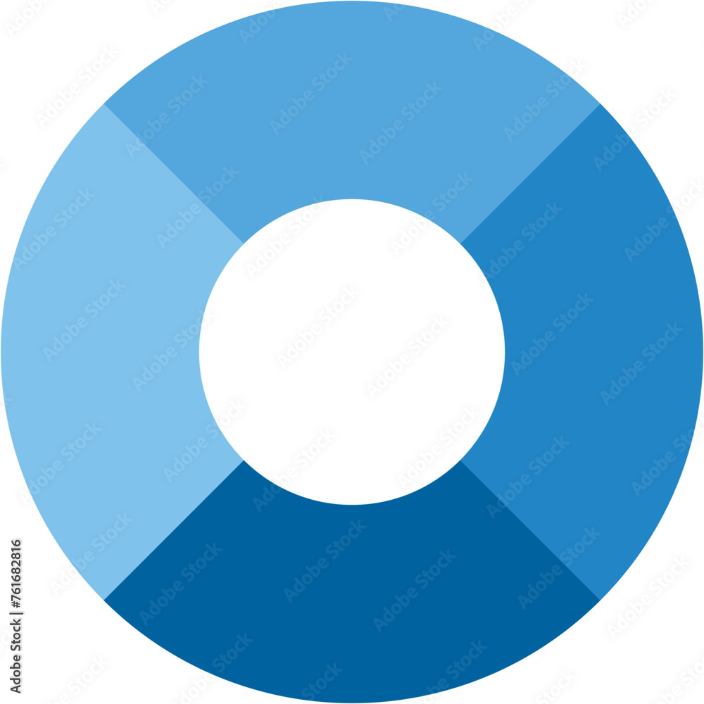 Blue gradient separate doughnut graph pie chart icon with 4 colourful parts. Morden flat design vector illustration diagram infographic for web logo button app ui ux isolated on white background Blue gradient separate doughnut graph pie chart icon with 4 colourful parts. Morden flat design vector illustration diagram infographic for web logo button app ui ux isolated on white background
