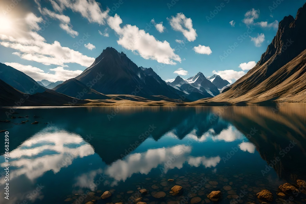 lake and mountains