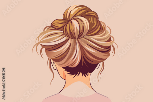 mom messy bun hair style vector 3.eps