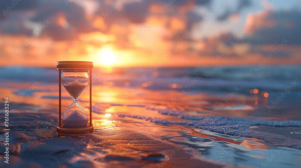 Hourglass on Sunset Beach - Time Lapse (8K Resolution)