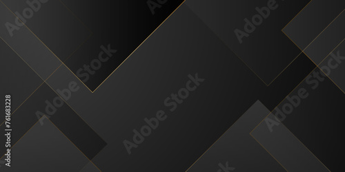 Minimal black grey abstract modern background design with golden stoke. Black abstract 3D presentation background with rounded rectangle shapes. Vector abstract background for business corporate. 
