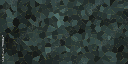Abstract Seamless dark green Quartz Crystal Pixel Diagram Background. Black vector low poly cover. Dark Multicolor Broken Stained Glass Background with dark lines. Geometric Retro tiles pattern. photo