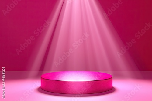 Abstract Scene Background Cylinder Podium on Pink Backdrop for Product Presentation, Cosmetic Display, and Stage Pedestal or Platform