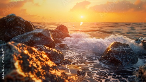 Beatiful sunset on the rocks