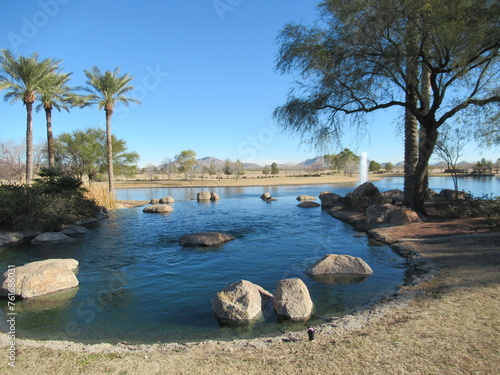 Sunny winter morning in Villago Park, Casa Grande