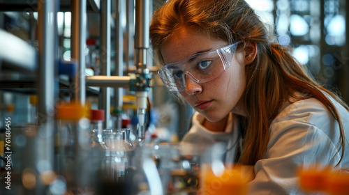 A student conducting experiments in a science lab. - student life