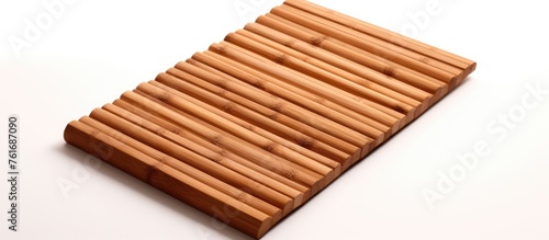 Bamboo mat made of wood on a white background