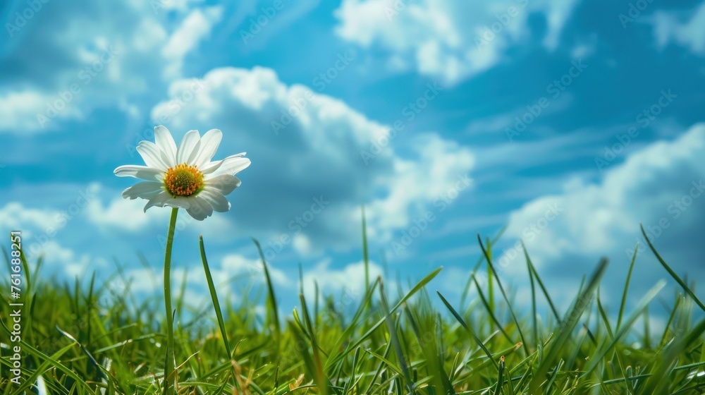 flower isolated in a blue sky with grass flower isolated in a blue sky with grass