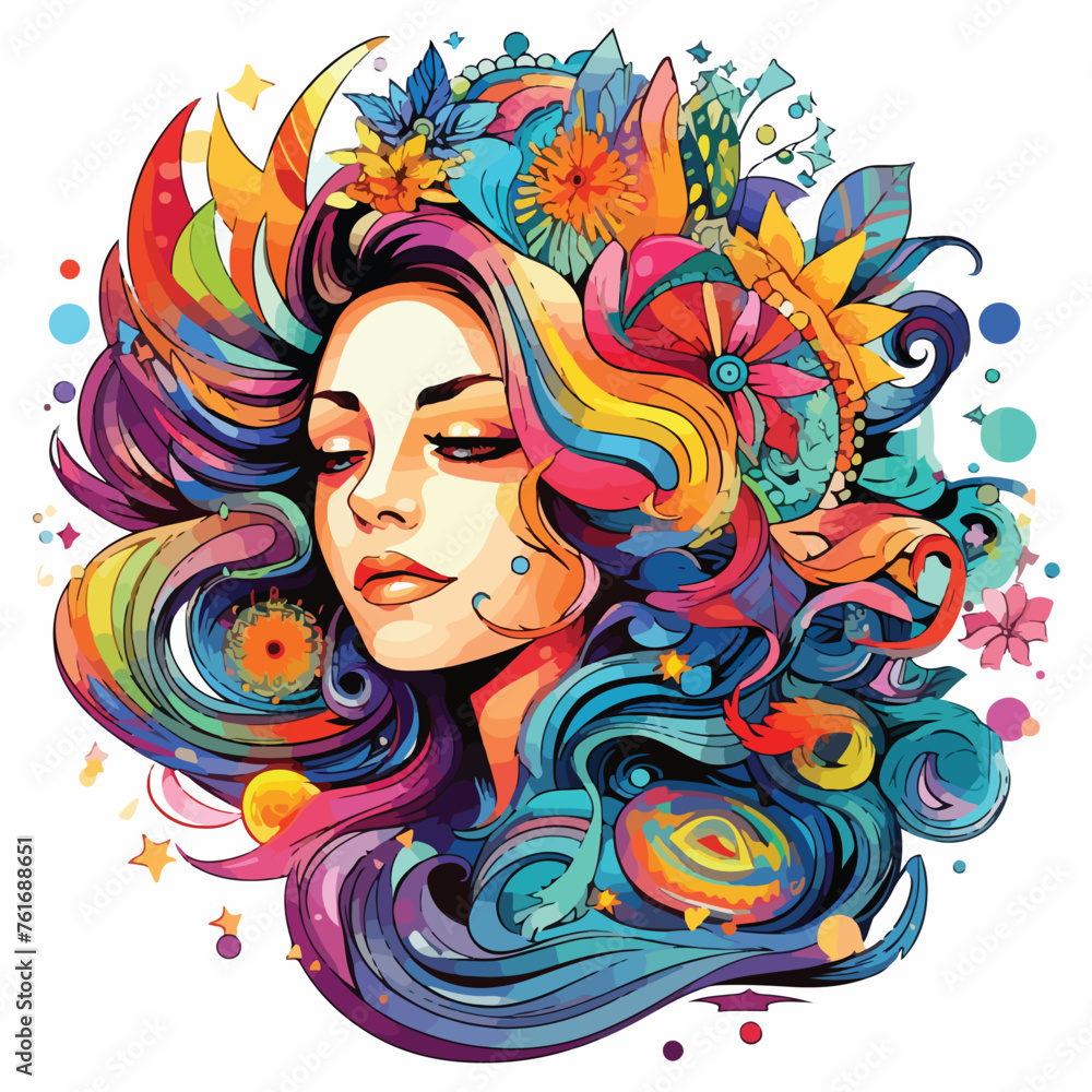 Vibrant Colorful Goddess Clipart Clipart isolated on