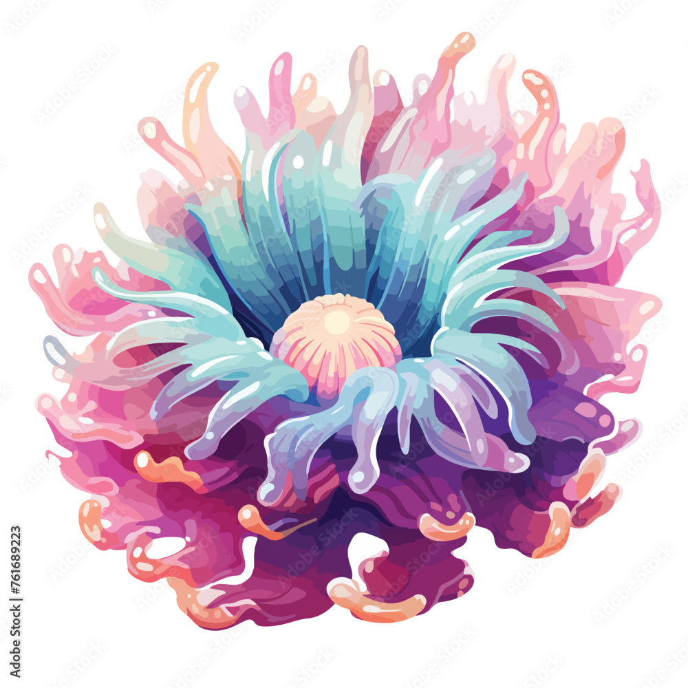 Vibrant Sea Anemone Clipart Clipart isolated on white