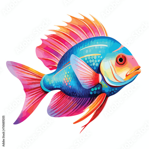 Vibrant Ocean Fish Clipart isolated on white background